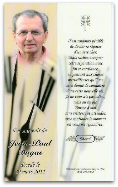 In memoriam Jean-Paul Dugas 1925-2011